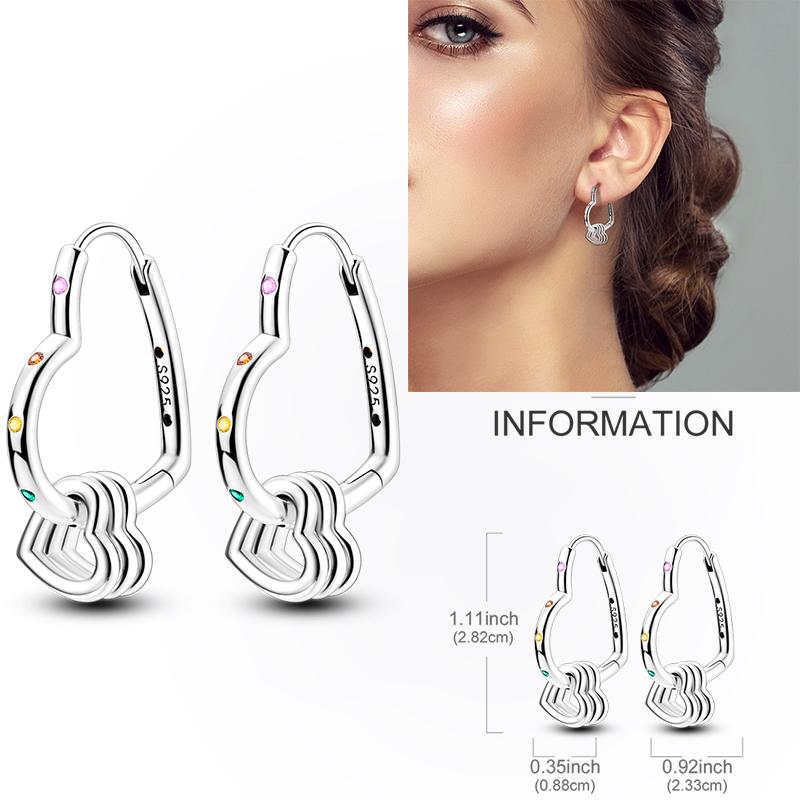 925 Silver Hoop Earring Moon Sun Earring Pendent Zircon Heart Shape Star Eardrop For Women Girl Making Jewelry