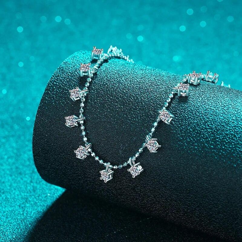 D color 3/9ct Full Moissanite Necklace for Women Sparkling Pendant Wedding Sterling Silver 925 Jewelry 45cm Round Cut Necklace