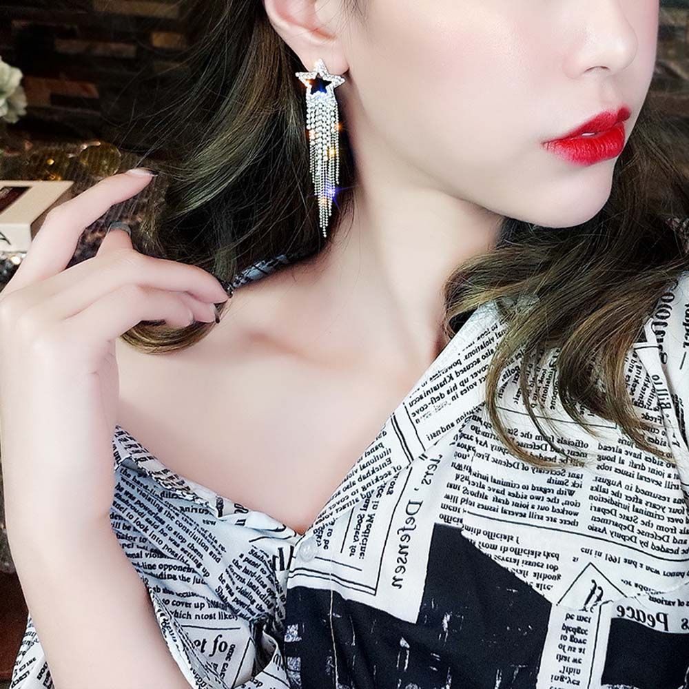 Silver Color Rhinestone Crystal Gift For Women Jewelry Drop Earrings Stud Earrings Dangle Earring