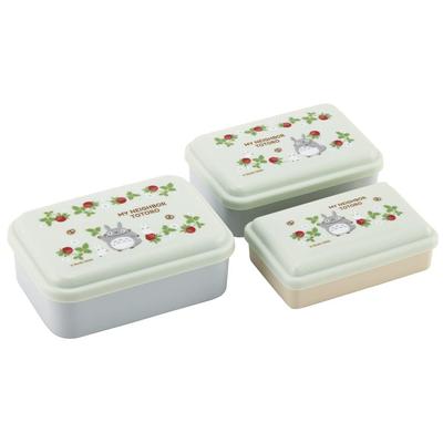 Skater Anti-Bacterial Seal Containers Set of 3 | Studio Ghibli Totoro Raspberry Design | Made In Japan