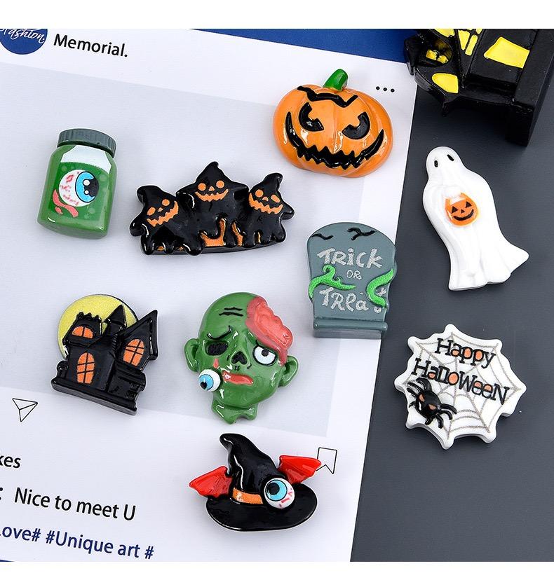 10Pcs New Cute Resin Cartoon Halloween  Series Flat Back Scrapbooking DIY Jewelry Craft Decoration Accessories