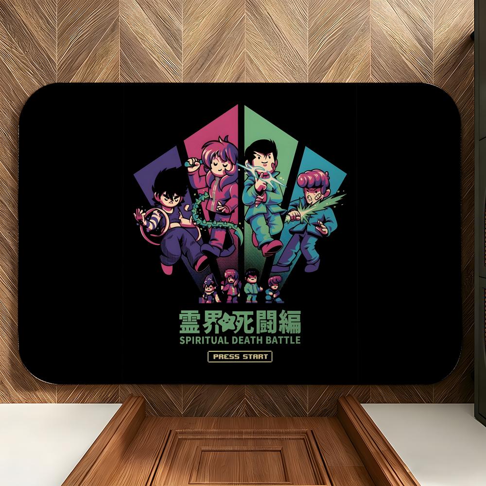 anime Y-Yu Yu H-Hakusho Floor Mat Soft Flannel Floor Mat Suitable for Entryways, Living Rooms, Bedrooms, and Bathrooms