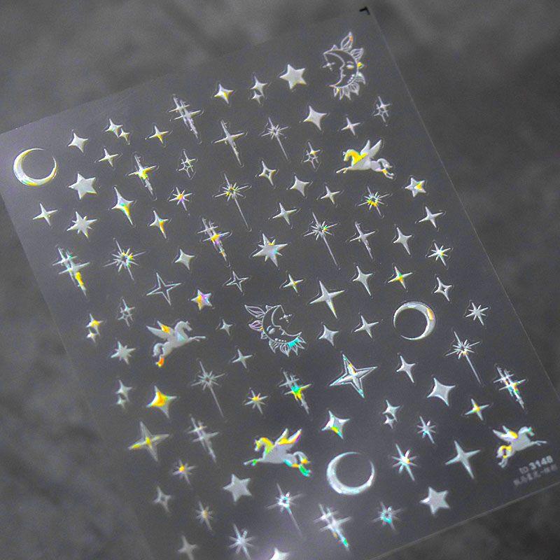 

Colorful Tianma Star Light Nail Sticker Tomoni Relief Adhesive Laser XINGX Nail Sticker Nail Ornament Wrangler Starlight 3148((Colorful))