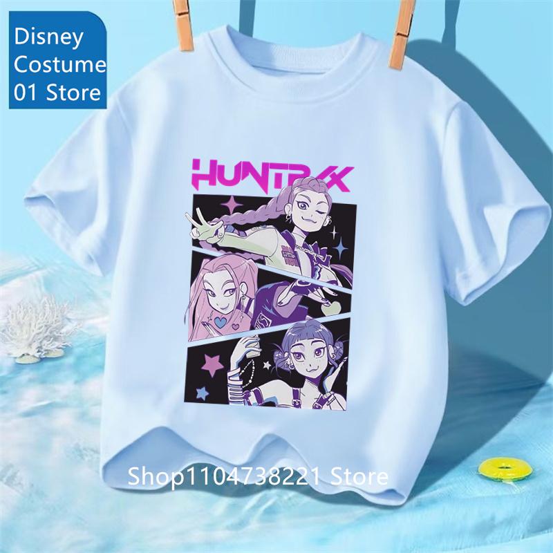 Toddler Girl Clothes Kpop Demon Hunters Cartoon Tee Shirt Funny Gift for Fans Harajuku Cool Kids T-shirts Summer Tops