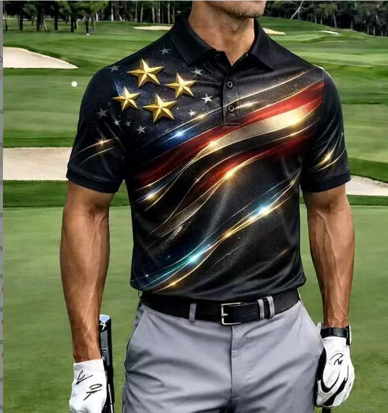 2026 Independent Station Summer Men's Casual Lapel POLO Shirt 3D Digital Printing Men's Outdoor POLO Shirt
