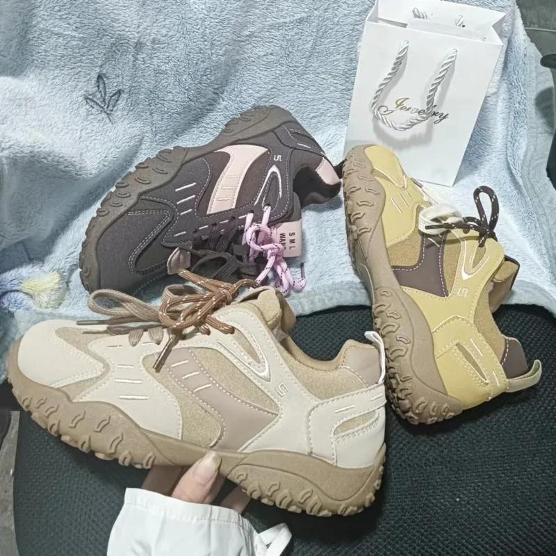 Women's Shoes 2024 Brand Lace-up Women's Vulcanize Shoes Fashion Color Matching High Quality Round Head Comfortable Casual Shoes