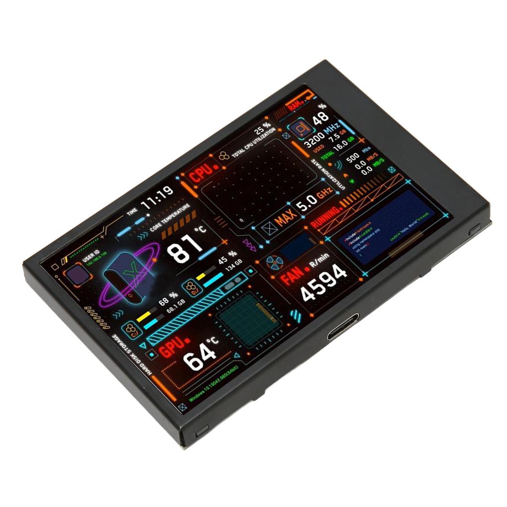 Monitor teploty počítača 3,5-palcový IPS stmievateľný duálny USB C editor tém prispôsobiteľné dáta CPU počítača