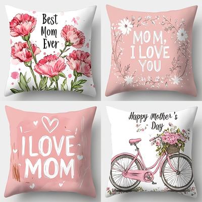 Home Decor Mom Love Decorative Cushion For Mother'S Day Pattern Cushion Cover Suitable For Sofa Bedroom Car Pillow Cover