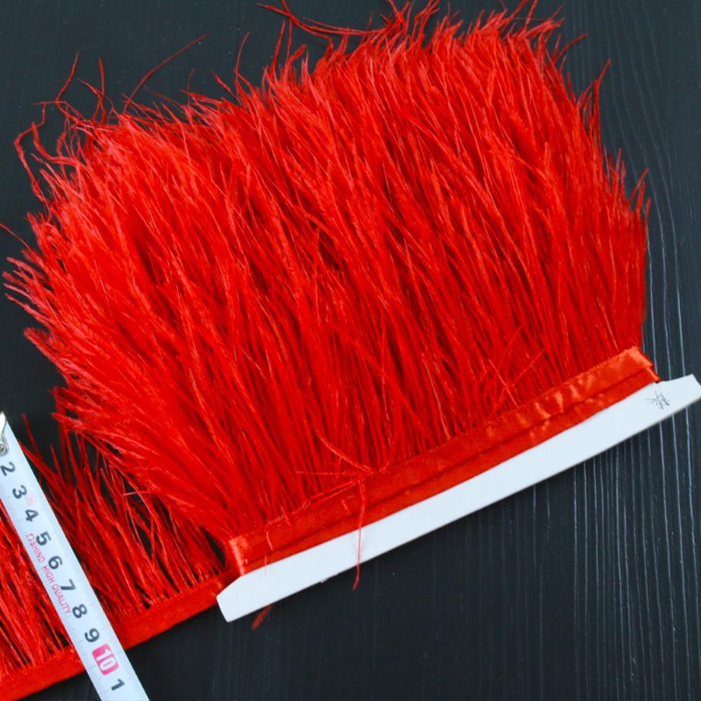 Feather1 Meter Ribbon Tassel Natural Ostrich Feathers 8-10cm Wide Fluffy Texture Ostrich Feathers Trim Sewing Decoration Apparel Fabric