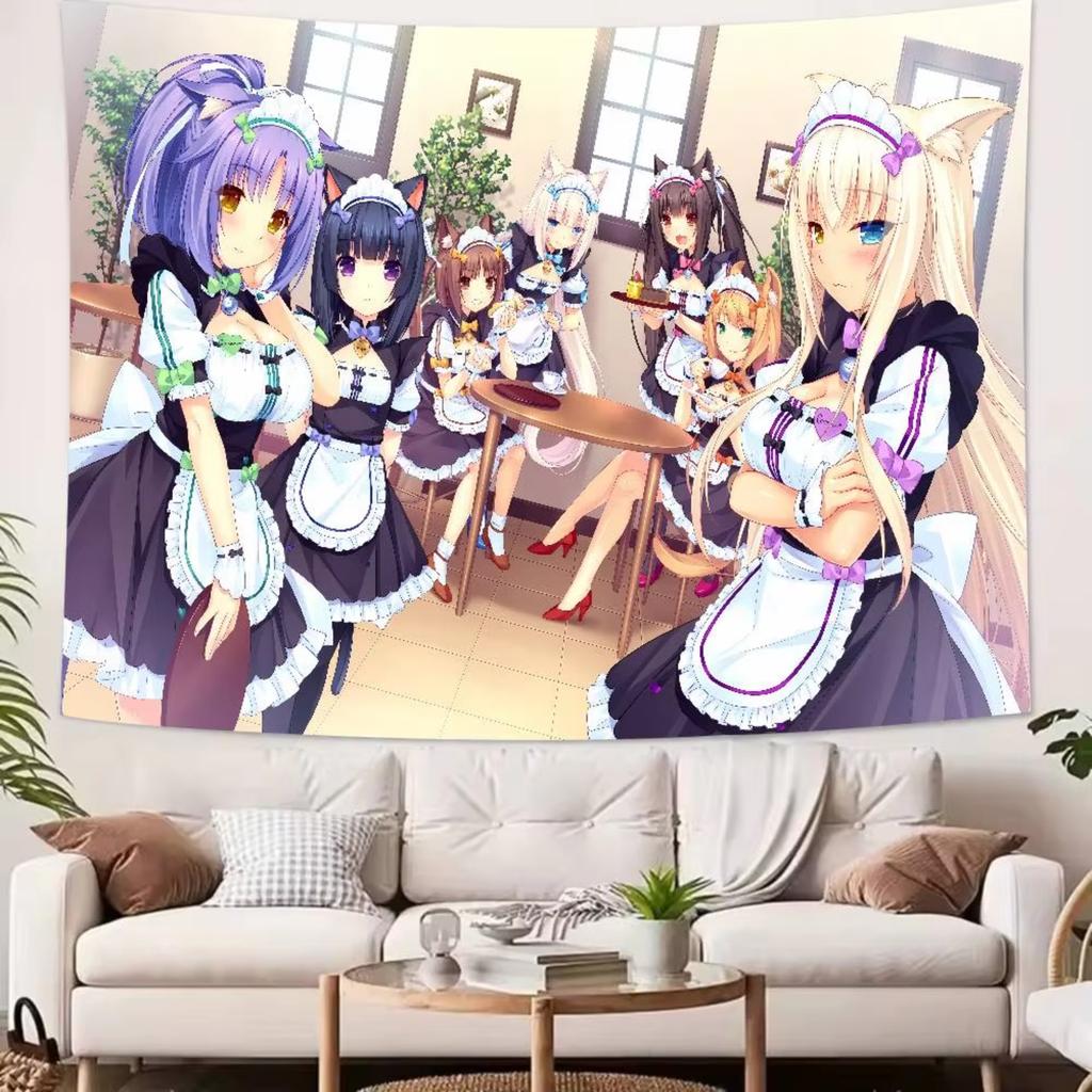 Kawaii HOT Girl Nekopara Tapestry Decoration Bedroom Dormitory Background Cloth Holiday Home Party Living Room Club Tapestry