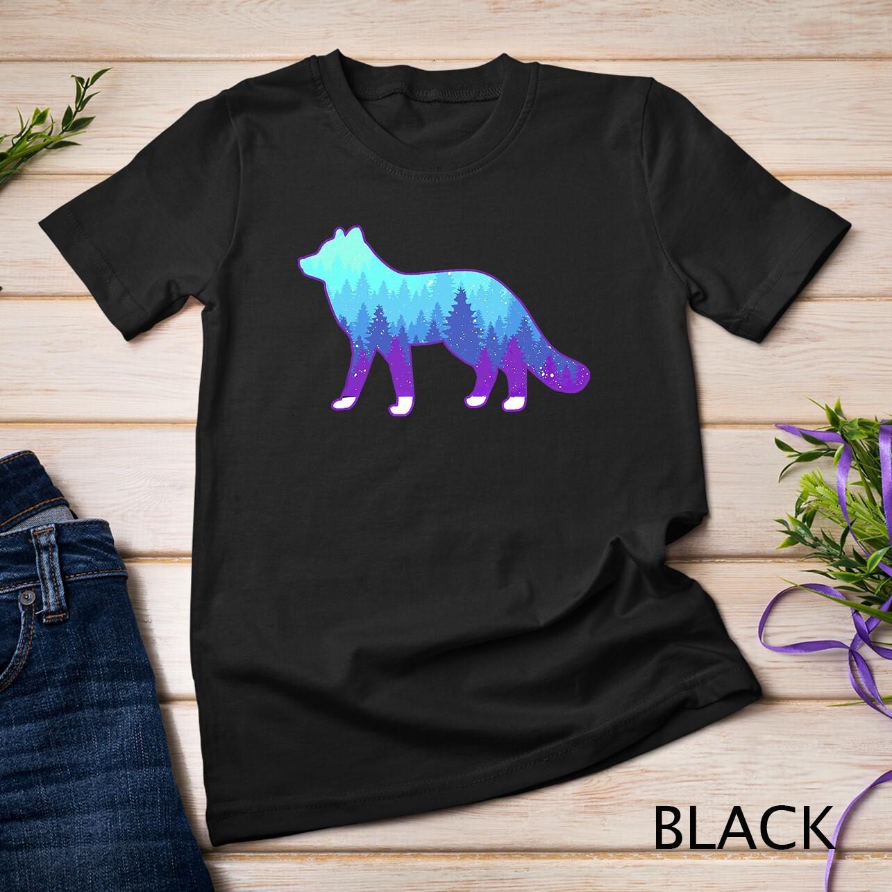 Arctic Fox Design with Landscape - Animal Print Arctic Fox Unisex T-Shirt Mens Womens Tees Top 4XL