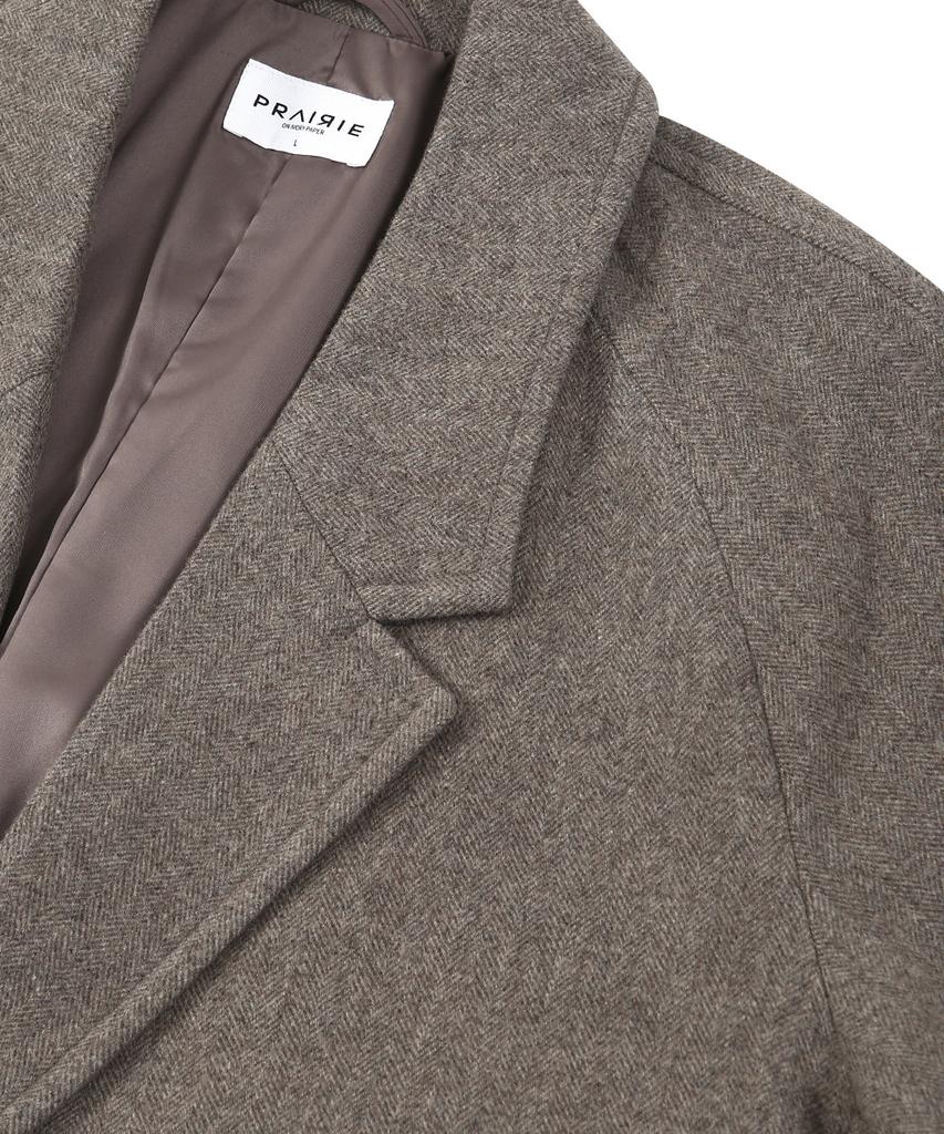 Prairie Light Merino Wool Oversized Robe Long Coat (Herringbone Brown)