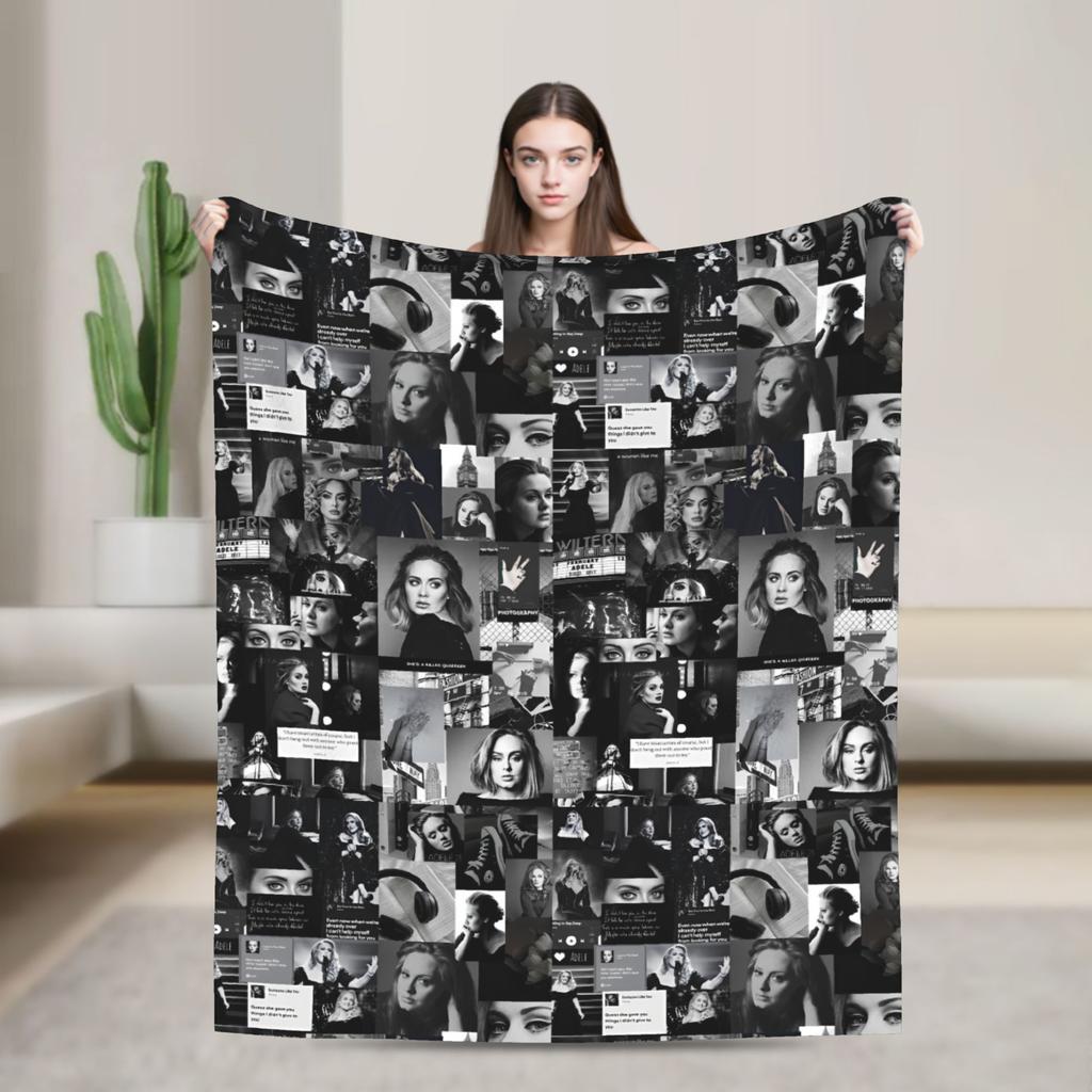 Adele Alternative Poster Blanket  Warm Novelty Plush Throw Blanket For Couch Chair Travel Office Flannel Bedspread Bed Cover