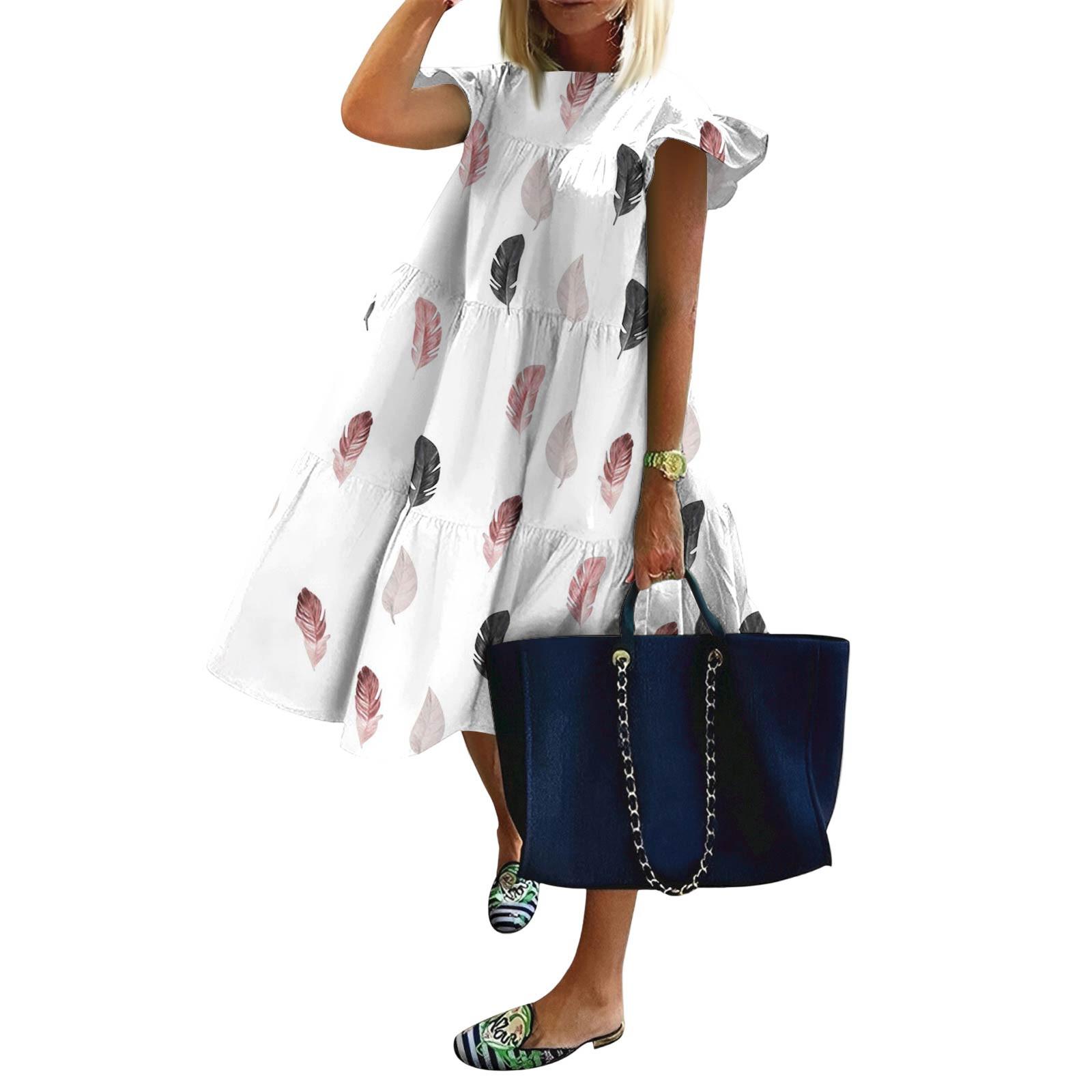 

Жіноча мода повсякденні вільні круглі шиї з рюшами та рукавами-принтами M рожевий