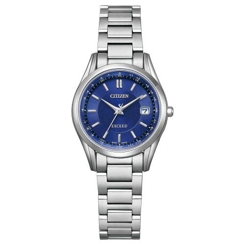 

Citizen Exceed Women s Watch, ES9370-62L, Pair, Radio-Controlled, Solar, Date, Water Resistant, Simple Blue, Silver