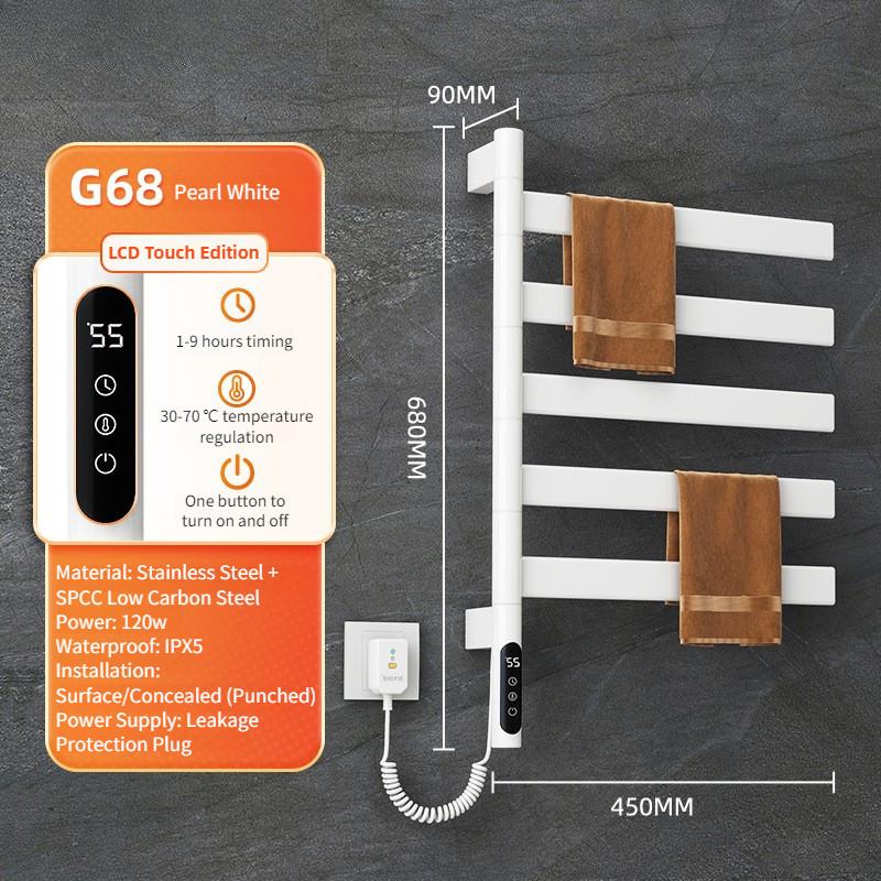 Wall Mounted Rotating Electric Heating Towel Bar Home Bathroom Intelligent Constant Temperature Drying Towel Rack