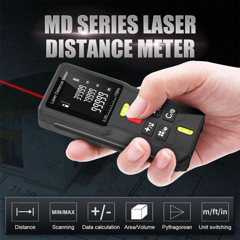 BOAYAL Laser Distance Meter with 2 Bubble Levels 164ft 50m 60m 70m 100m Digital Laser Tape Measure Measuring Devic