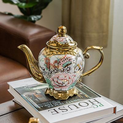 Bollitore Teiera Europea Britannica da 900ML Porcellana Teiera ad Alta Capacità con Filtro Teaware di Lusso Bollitore Resistente al Calore Pentola Ceramica