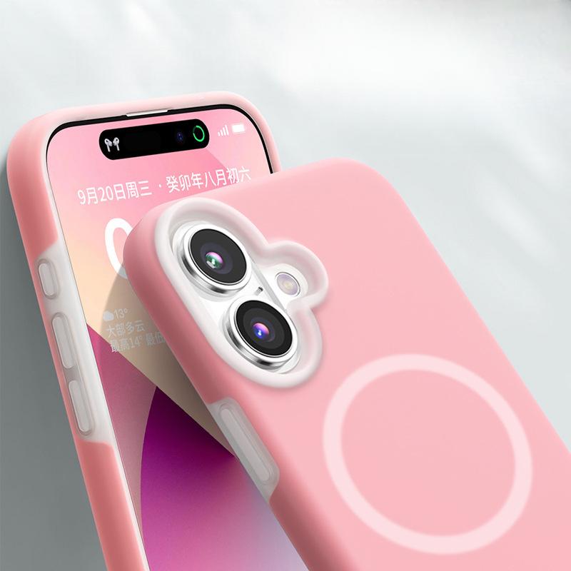 Applicable To IPhone 16 Mobile Phone Case Macaron Magnetic Liquid Silicone Jelly Apple 15 Anti-fall All-inclusive 14 Soft Case