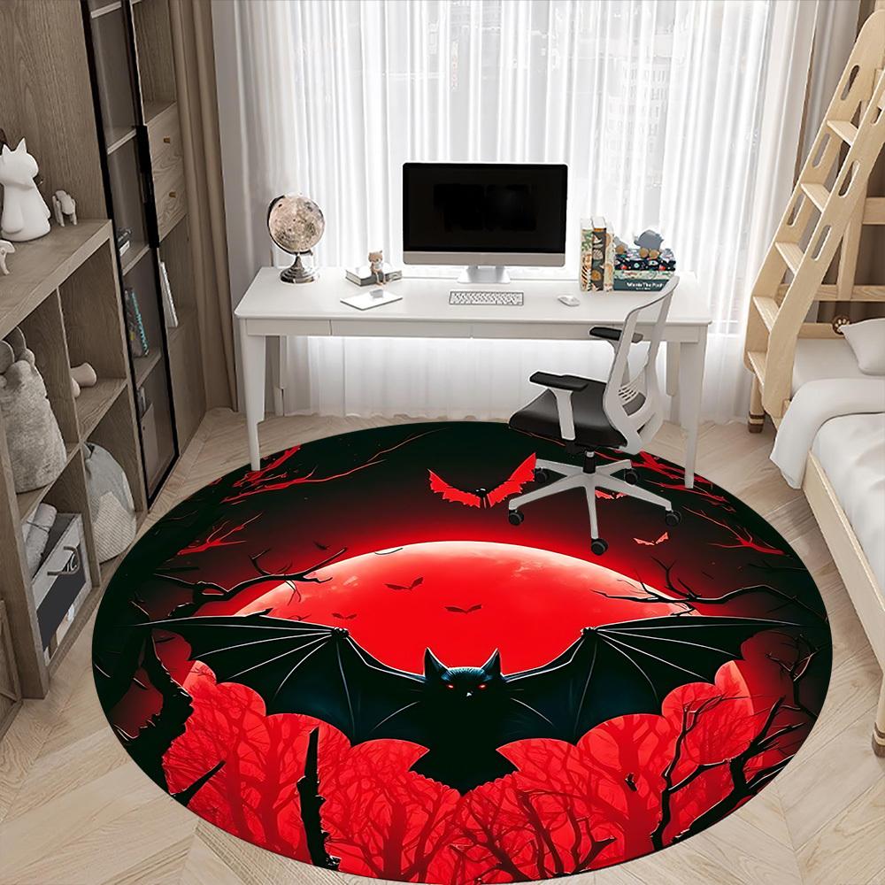 1pc Moonlight Bats Office Round Area Rug, Under Office Chairs Bedroom Living Room Home Decor, Room Deco, Available In Various Sizes