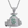 Creative Dollar Sign Money Bag Necklace with Rhinestone Pendants - Trendy Hip Hop Accessory for Men