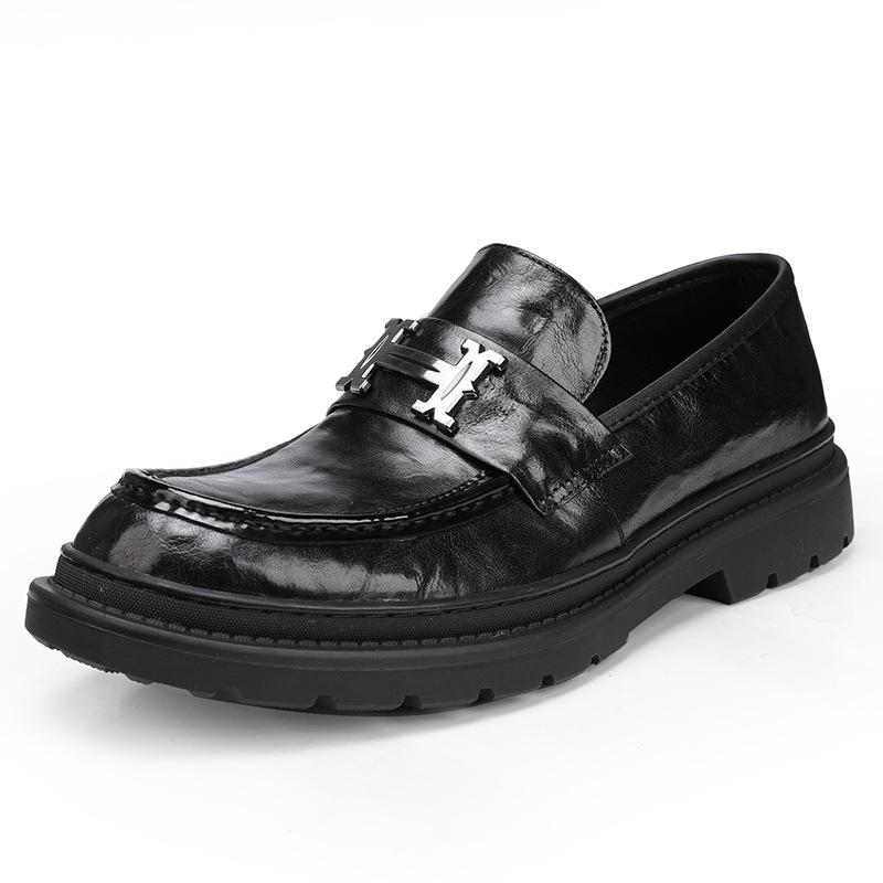 Mocassins Hgrab Fleur Pneu Cuir Vachette Chaussures à Plateforme Business Décontracté Chaussures en Cuir Quatre Saisons Populaires Chaussures Doudou Homme