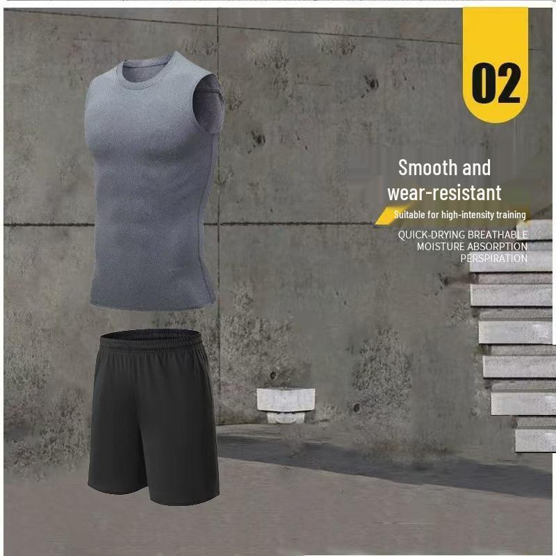 Men's Quick-Dry Fitness Vest & Shorts Set: Sleeveless, Slim-Fit, High-Stretch for Basketball & Running