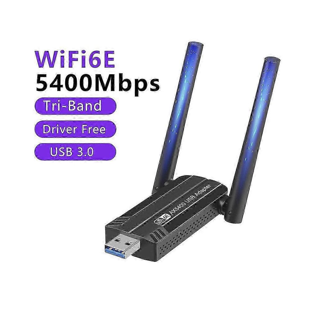 USB 3.0 WiFi Adapter with 5400Mbps WiFi 6E Network Card - Band 2.4G 5G and 6G WiFi Dongle for 11ac Compatibility