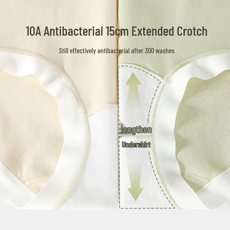 YOUNGYELL Women's 10A Antibacterial Seamless Mid-Waist Cotton Underwear 4-Pack