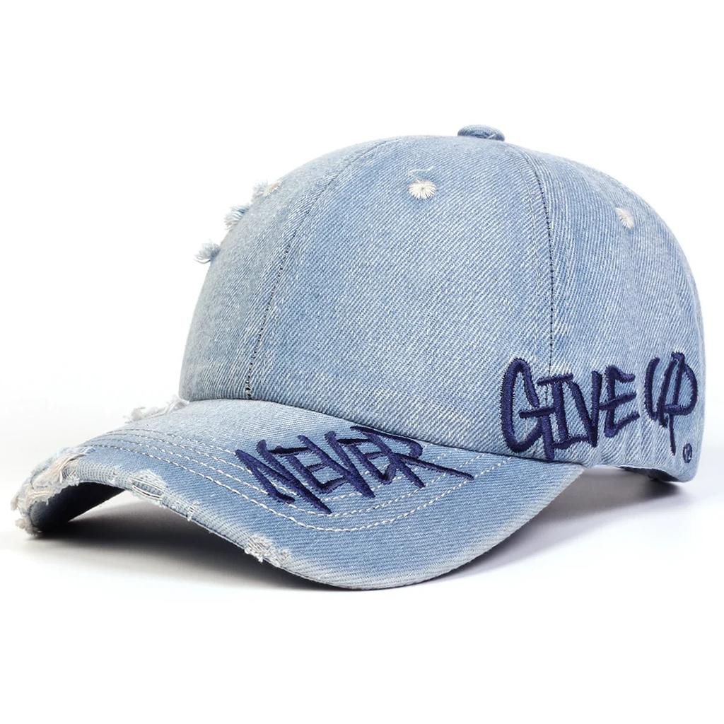 Gorras de Béisbol Bordadas con Letras Unisex 'Never Give Up' para Primavera y Otoño, Ajustables, Casuales para Exteriores, Sombrero Protector Solar, Gorra Deportiva