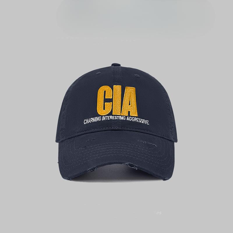 Old and Worn Letters Baseball Cap Women's Street Versatile Face Showing Small Duckball Cap Couple Traveling To Protect The Sun