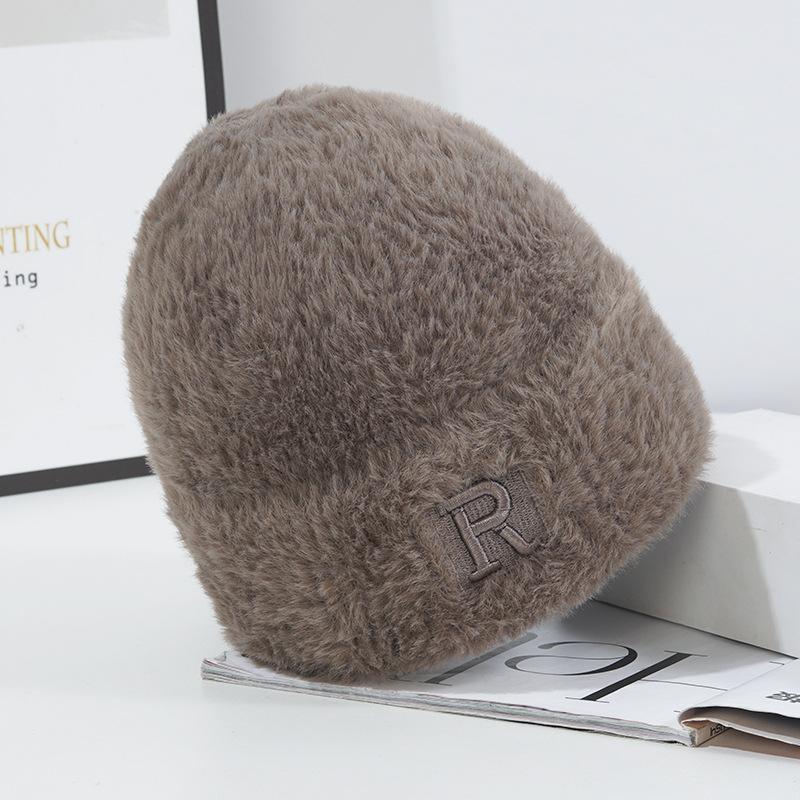 New Hat for Women's Warm Imitation Mink Knitted Hat Korean Style Versatile Windproof Ear Protection Wool Hat Versatile Cold Hat Men
