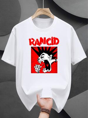 Graphic T-shirt - Bold "Rancid" Print with Red Splatter Design