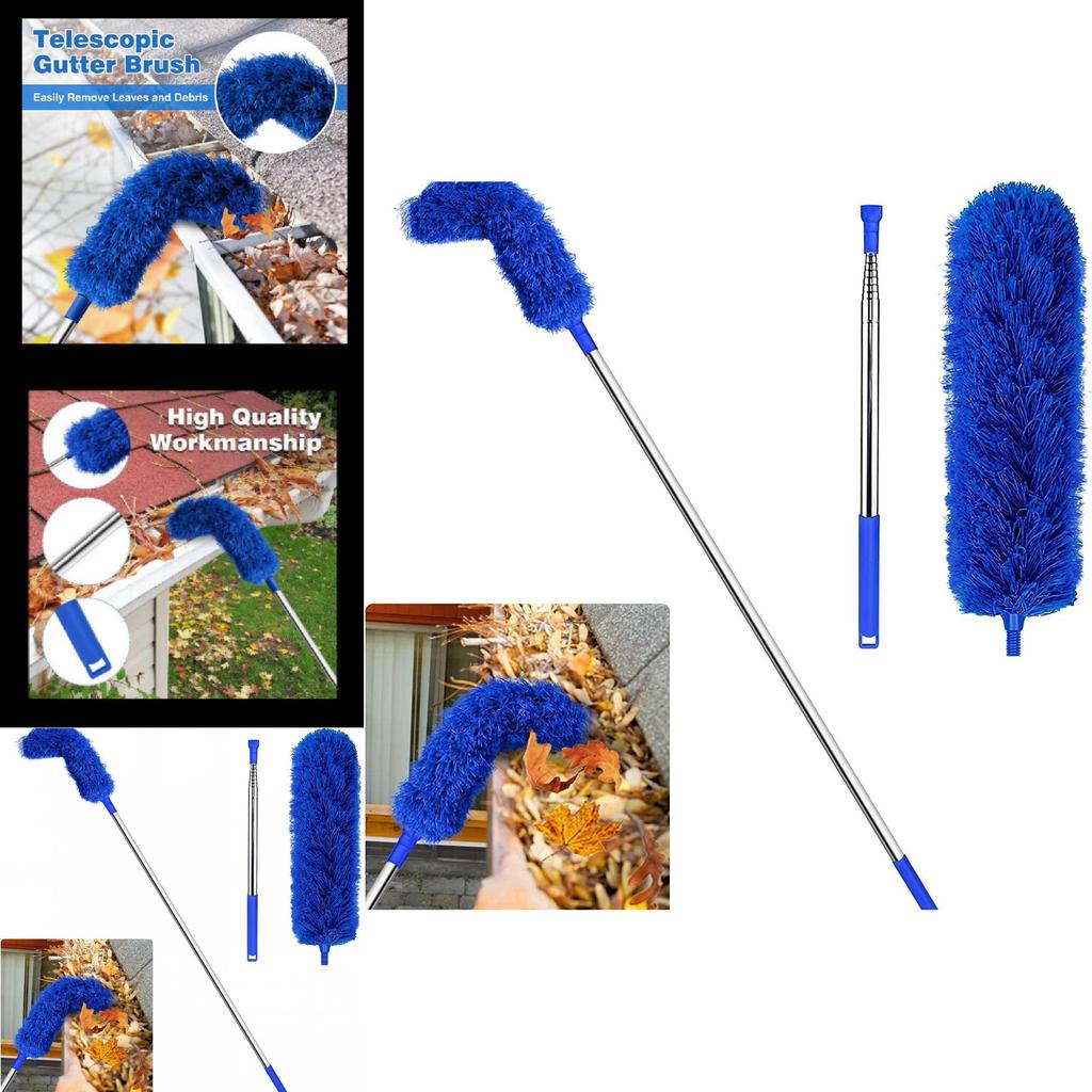 Gutter Cleaning Brush With Telescopic Extendable Pole For Home Maintenance And Dust Removal
