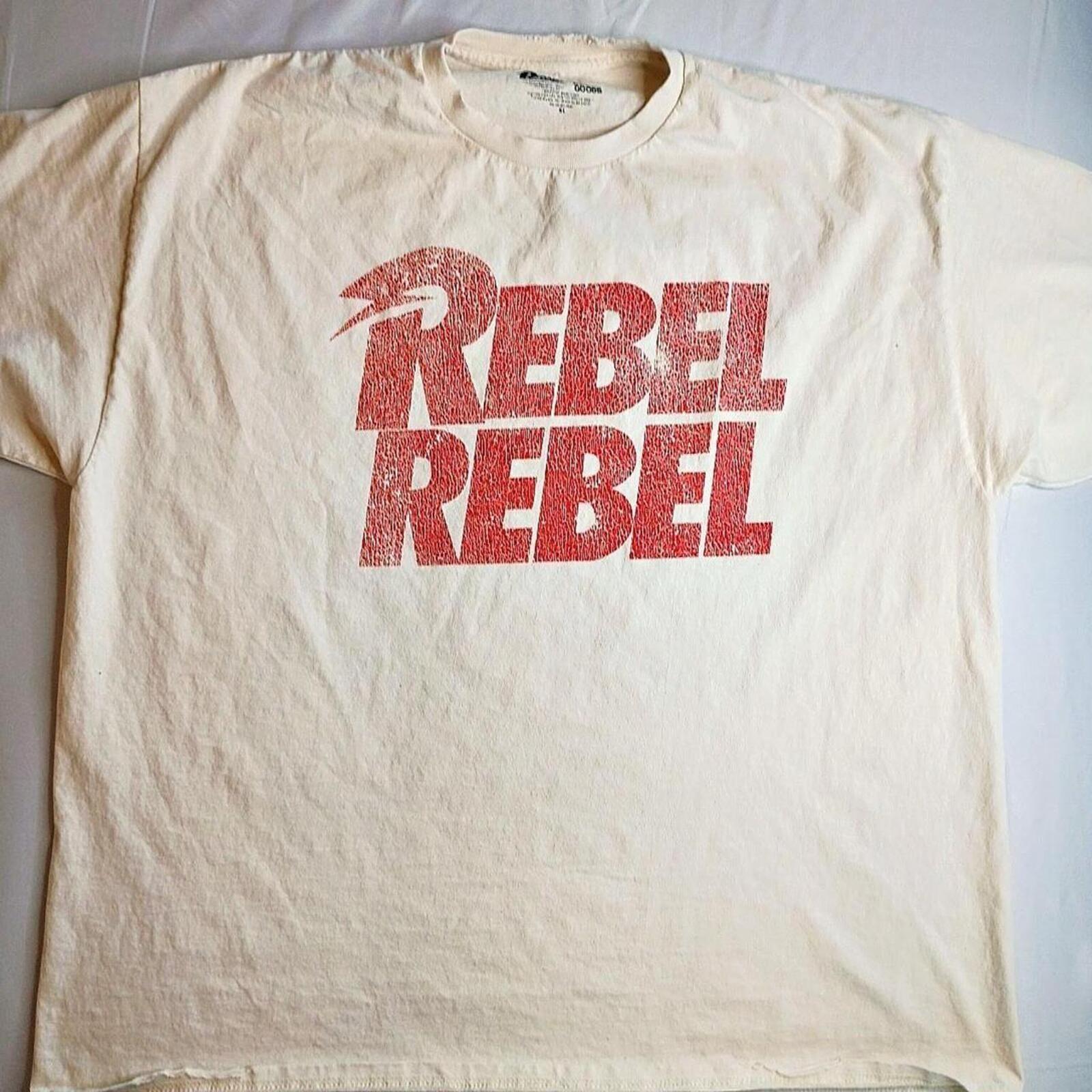 David Bowie Rebel Rebel cream t-shirt Size XL #rock #music #22 S