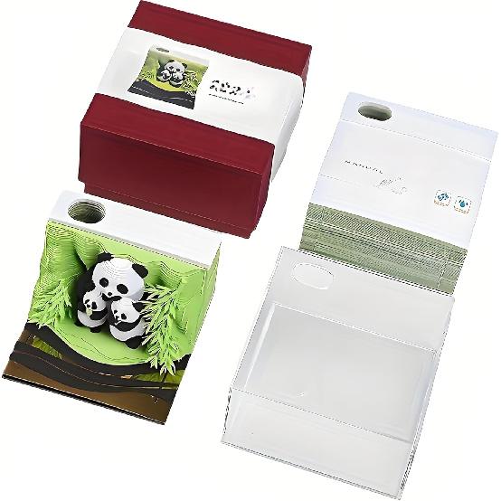 3D Creative Time Piece Calendar 2026 Desk Weekly Calendar Decoration with Acrylic Case, Paper Sculpture Non-stick Notes, Paper Carving Art Craft