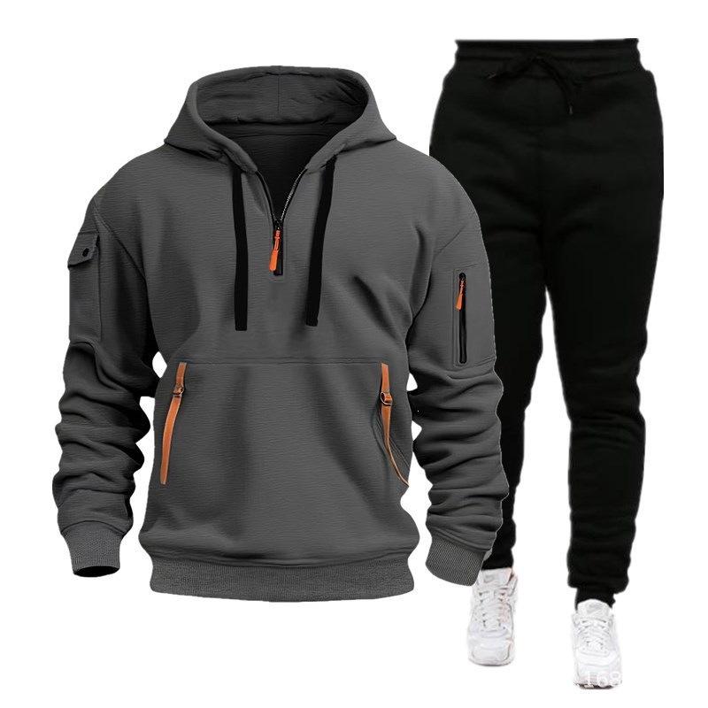 Spring and Autumn Sports Sweater Set Men's Zipper Hoodie Sportswear Set Sweater Sweatpants Set