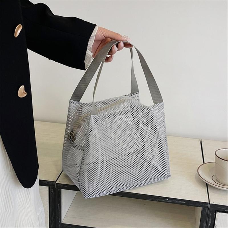 Ventilated Toiletry Organizer Clear Mesh Storage Bag Large Capacity Portable Shower Accessories Holder with Handle