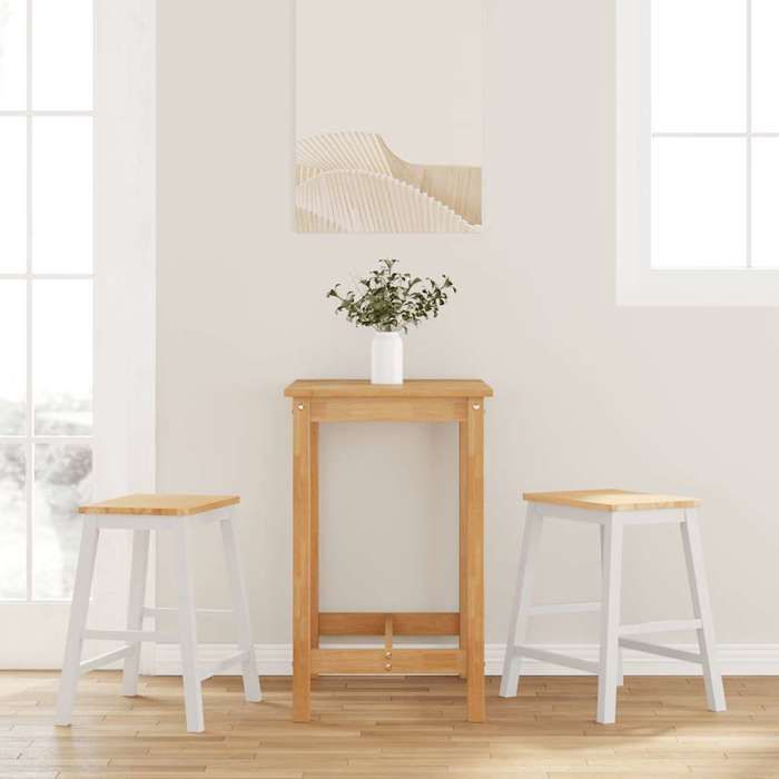 VidaXL Chaises de bar 2 pcs blanc bois massif d'hévéa, chaise, tabouret de bar de cuisine, chaise de restaurant, tabouret de 4102581