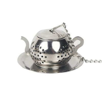 Colino da tè - Colino da tè in acciaio inossidabile per tè sfuso, infusore per tè sfuso, con gancio a catena e base, sacchetto riutilizzabile per il colino da tè