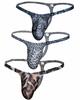 Heureux La Joie Super Stretch Single or Patterned Underwear with Front Extra Leopard Print Men's T-Backs, 3-Pack, Pouch, Large, Sexy, Small, (XL,