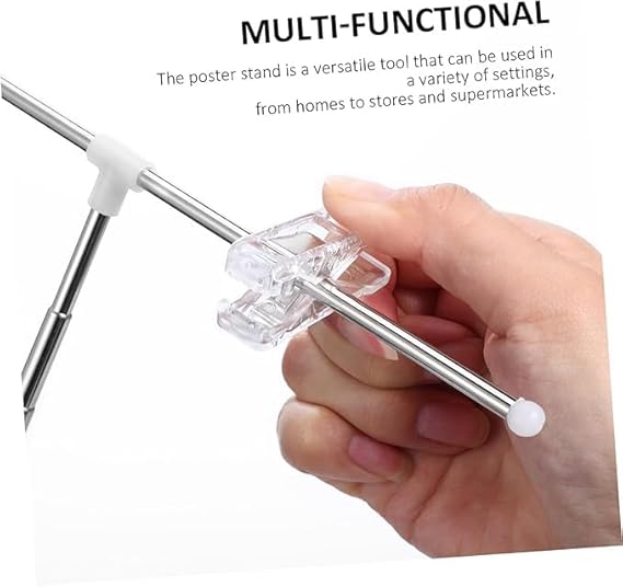 2 Pack T Shaped Adjustable Metal Banner Holder Table Poster Stand Advertising Display Banner Stand Store Counter Poster Stand Table Top Banner Stand