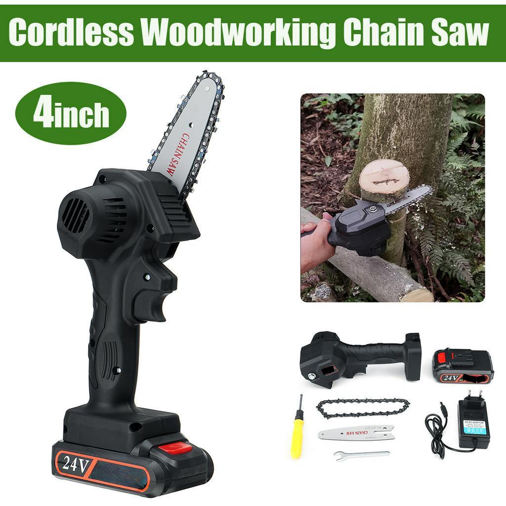 24V 1680W Electric Saw Chainsaw Mini Portable One-Hand Saw Wood Cutters Bracket Brushless Motor with 1 Batterys
