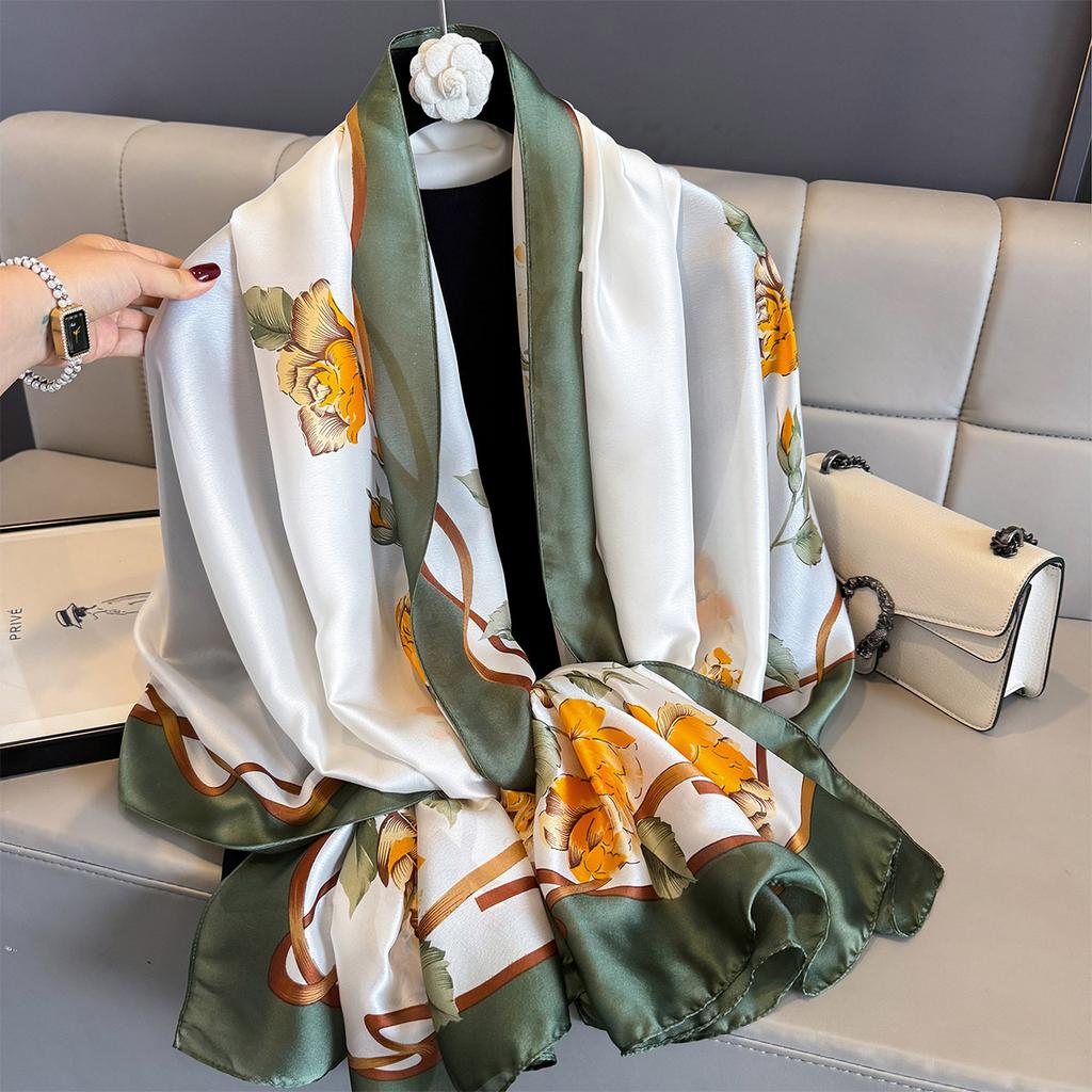 Women 180*90cm Fashion Beautiful Soft Silk Scarves Female Lady Shawl Hijab Wrap Foulard Bandanna Muffler Beach Pareo