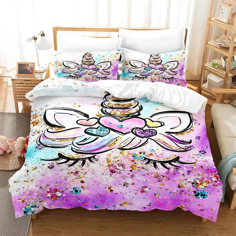 

Comforter Cartoon Unicorn Twinbohemian Floral Bedding Set Dreamy Horse Comforter Princess Magical Unicorn Gift For Girl Comforter (quilt)-EU Single(135*200cm)3pcs