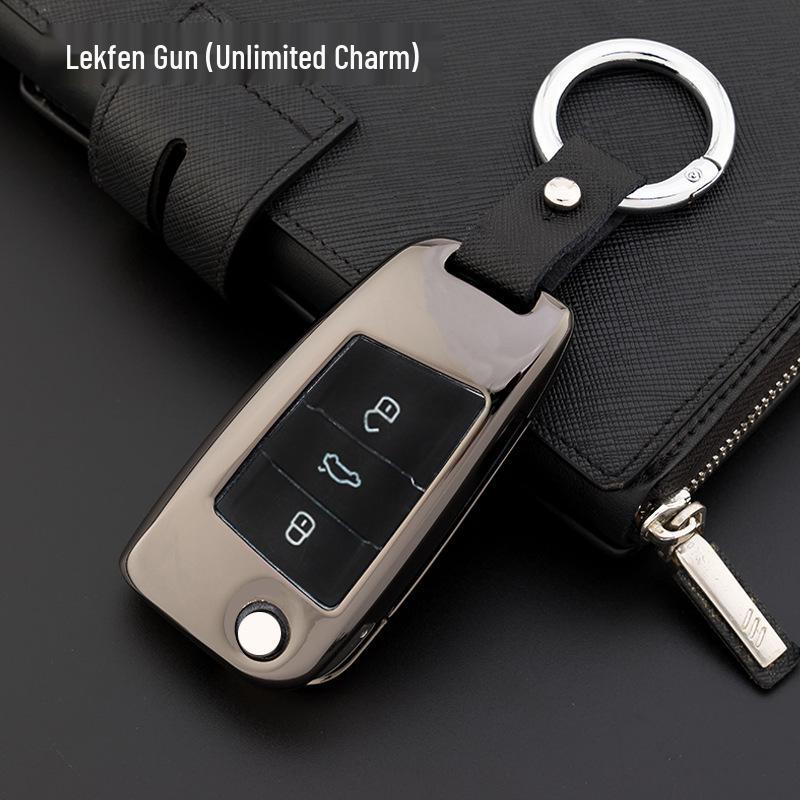 Fits Volkswagen New Passat 2017/18, Magotan B8, Tiguan L; Genuine Leather Car Key Cover