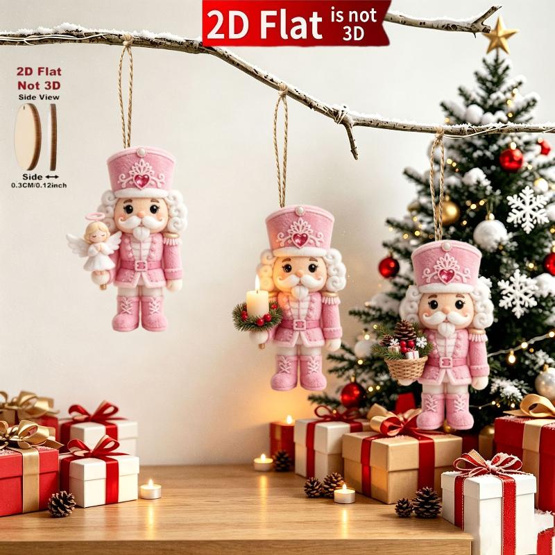 Handmade Wooden Nutcracker Soldier Pendant 6/10Pcs Set Festive Christmas Ornaments for Tree Holiday Home Decor