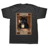 Funny Coffee Because Murder Is Wrong Black Cat Drinks Coffee T Shirts Graphic Cotton Streetwear Short Sleeve Birthday Tshirt