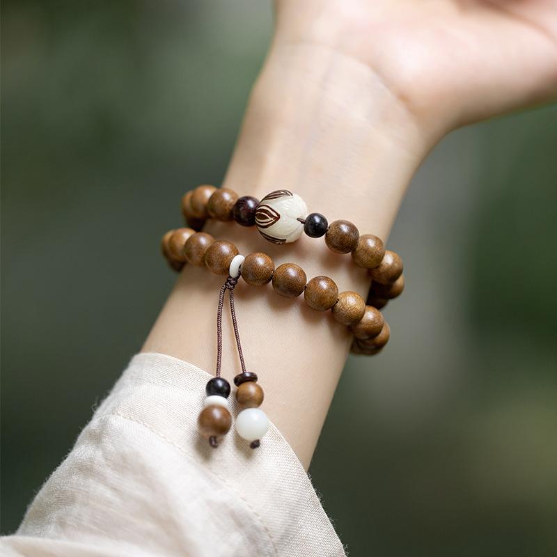 

Vintage Agarwood Bracelet for Women, Forest Style Student Bracelet, Couple s Buddhist Bead Bracelet, Natural Chinese Style Sandalwood Bead Bracelet Old Mountain Sandalwood M