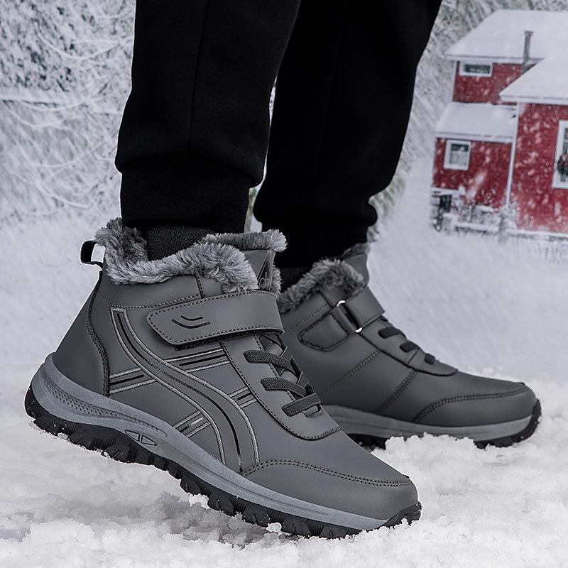 Elderly cotton shoes 2025 new middle-aged and elderly men's and women's velvet thickened warm leather surface waterproof and non-slip mother shoes